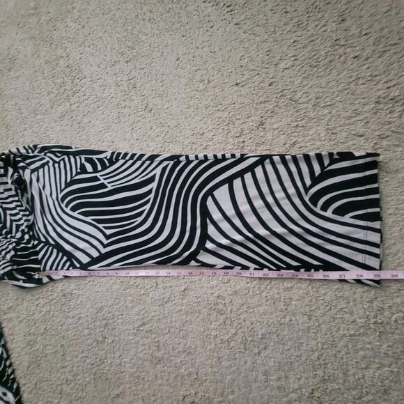 Chicos Travelers Sz 3 Slinky Acetate Pullon Pants Wide Leg Black White - Picture 7 of 11